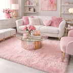 Light Pink Area Rugs for Bedroom Girls, Living Room Decor, Fluffy Fuzzy Plush - Image 9