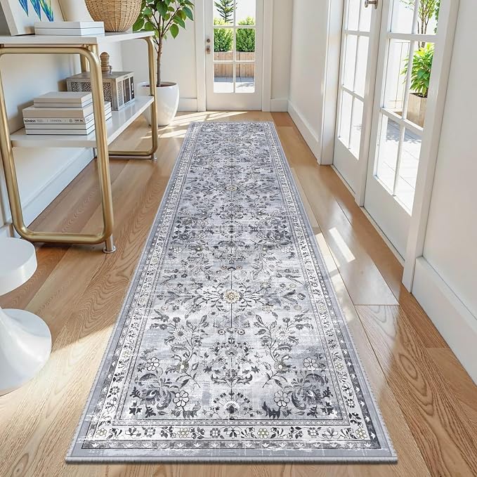 Yamaziot Washable Runner Rug 2x8 – Non Slip Boho Floral Hallway Runner Rug by Yamaziot