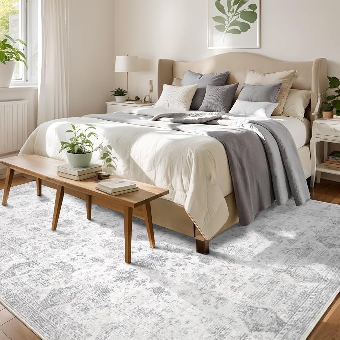 Washable 9×12 Area Rugs for Living Room, Vintage Floral Rug Soft Non Slip Stain - Image 2