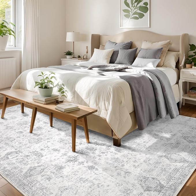 Washable 8×10 Area Rug for Living Room, Vintage Floral Rug Soft Non Slip Stain - Image 2