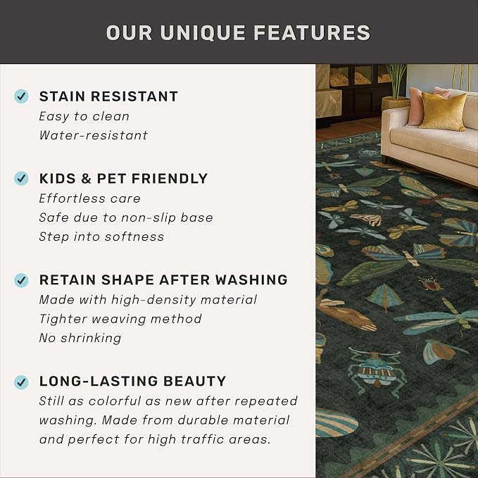 Dark Green 2'6"x10' Long Runner Rugs - Image 7