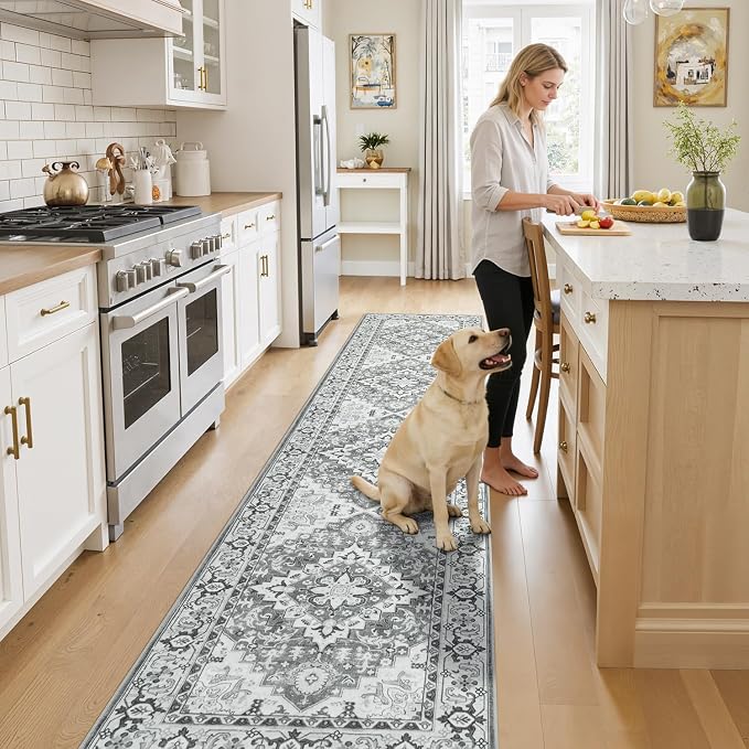 Lessymo Runner Rug for Hallway 2 x 8, Machine Washable Area Rugs Boho Faux Wool - Image 3