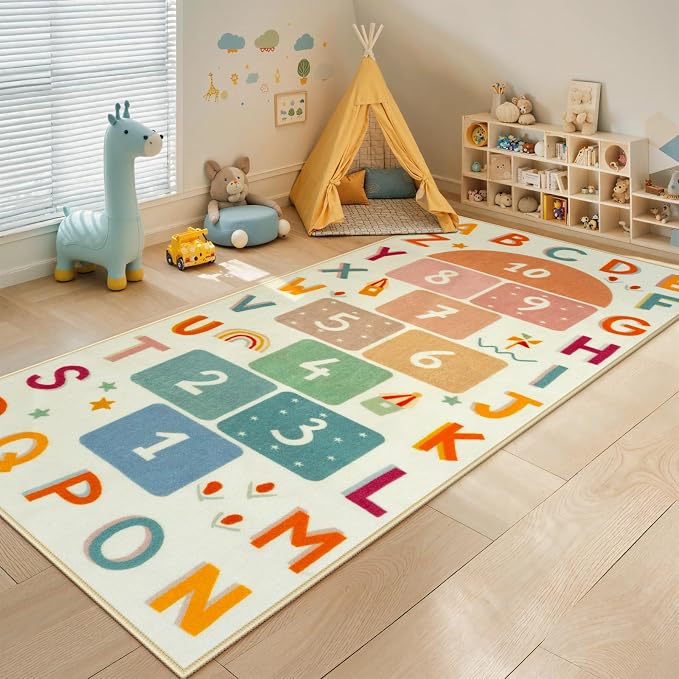 STARUIA Washable Hopscotch Rug for Indoor Playroom, Colorful Educational Kids - Image 2