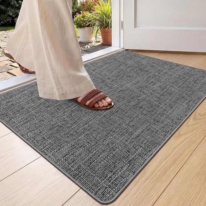 Color&Geometry Ultra Thin Indoor Door Mat 24"x36", Non Slip Rubber Backed Dirt by COLORG
