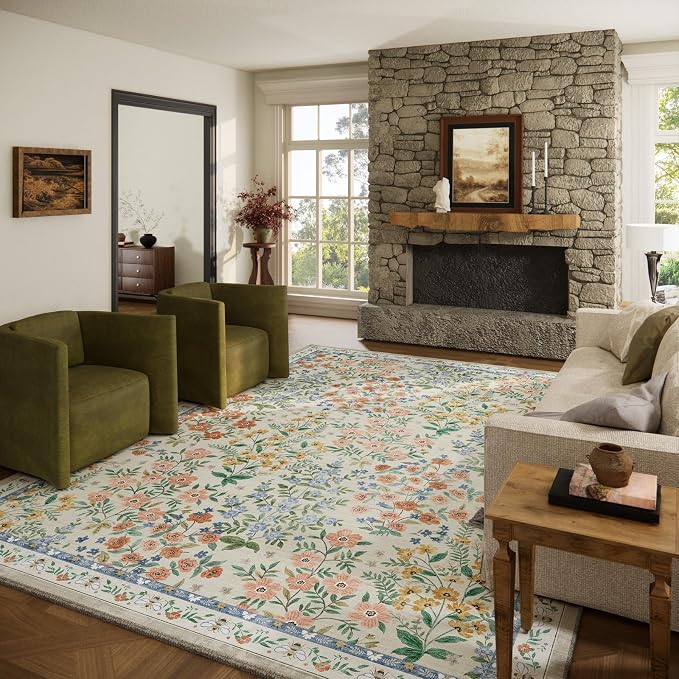 10x12 Area Rugs Living Room: Washable Rug Non Slip Stain Resistant Low Pile by palohom