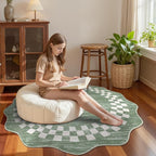 GarveeHome Scalloped Round Rug 4ft Modern Solid Color Circle Rugs Non Slip Low - Image 7