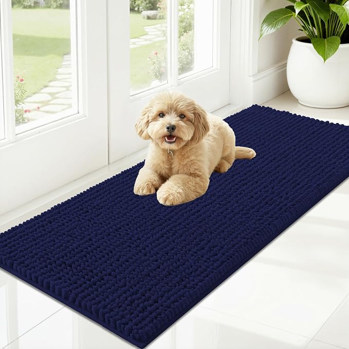 OLANLY Dog Door Mat for Muddy Paws 47x20, Ultra Absorbent Chenille Mud Doormat by OLANLY