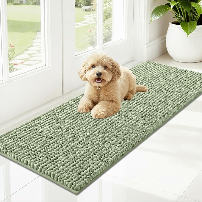 OLANLY Dog Door Mat for Muddy Paws 47x17, Ultra Absorbent Chenille Mud Doormat by OLANLY