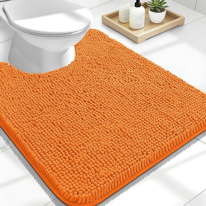 OLANLY Toilet Rugs U-Shaped 24x20, Extra Soft Absorbent Chenille Contour by OLANLY