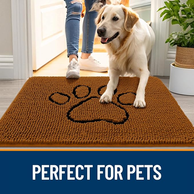 OLANLY Dog Door Mat for Muddy Paws 30x20, Paw Print Design, Absorbs Moisture - Image 6