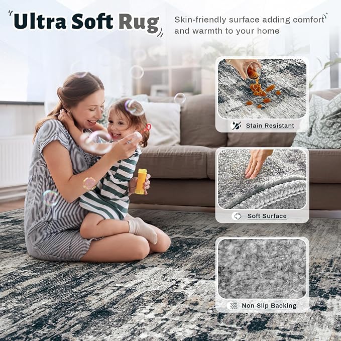 XLUEZ 8x10 Area Rugs for Living Room, Washable Modern Abstract Large Area Rug - Image 4