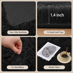 Area Rug for Living Room Bedroom: 5x7 Black Soft Fluffy Shag Upgrade Non-Slip - Image 5