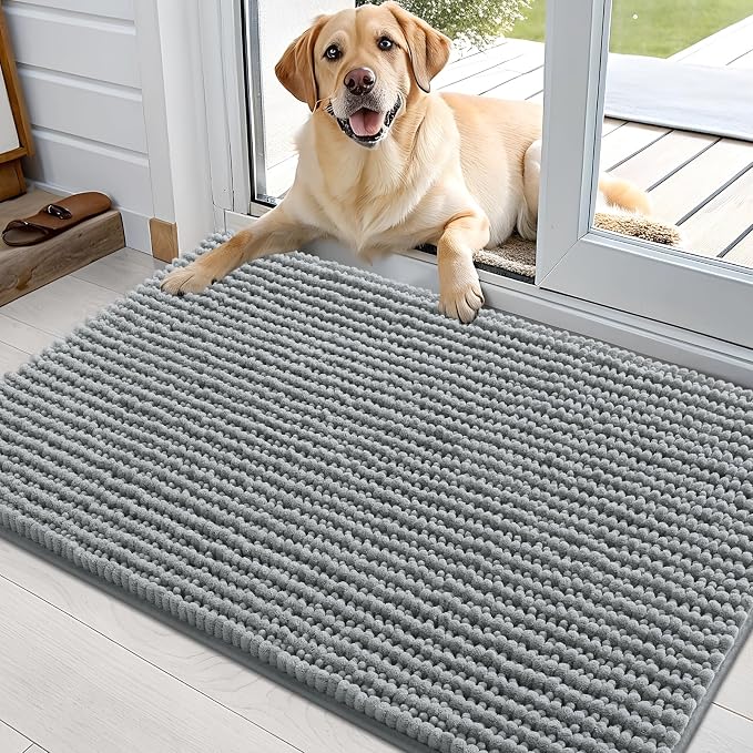 OLANLY Dog Door Mat for Muddy Paws 36x24, Ultra Absorbent Chenille Mud Doormat by OLANLY