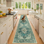 RELEANY Area Rugs Runner 3'x10' Washable Non-Slip, Floral Vintage Distress by RELEANY