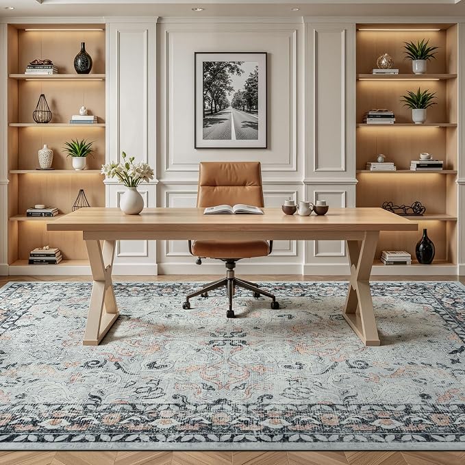Lofus 9x12 Area Rug for Living Room, Distressed Grey Washable Area Rugs - Image 6