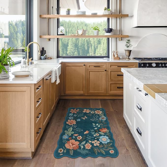 Lahome Floral Washable Entryway Rug, 2X3 Soft Kitchen Rugs Non-Slip, Ultra-Thin - Image 2