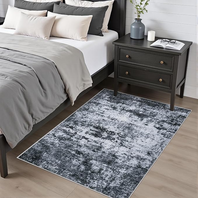 Washable Area Rug 3x5 Entryway Rug: Washable Modern Abstract Soft Thin Rug - Image 2