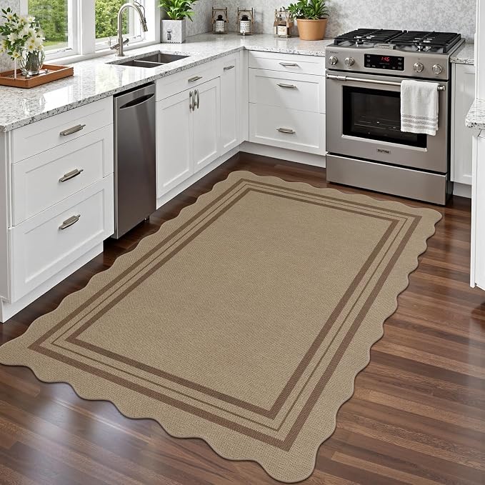 Modern Easy Jute 4x6 Outdoor Patio Rug, Washable Indoor Brown Kitchen Rugs - Image 8