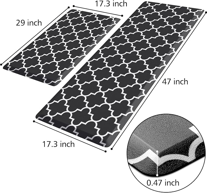 KMAT Kitchen Mat 0.47inch Cushioned Anti-Fatigue Kitchen Rug, Waterproof - Image 2