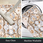 HEBE Washable Area Rug 2'x3' Non Slip Soft Distressed Medallion Bedroom & - Image 5