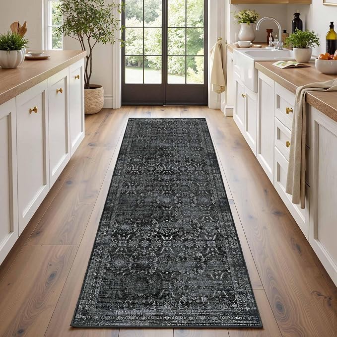 Rugxara 2x6 Runner Rug, Washable Kitchen Rugs, Non Slip Low Pile Area Rug Carpet by Rugxara