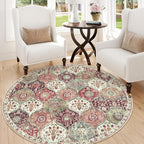 Lahome Moroccan Trellis Round Area Rugs, Washable Small Round Rug 3ft Non-Slip by Lahome