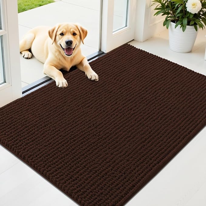 OLANLY Dog Door Mat for Muddy Paws 44x32, Ultra Absorbent Chenille Mud Doormat by OLANLY