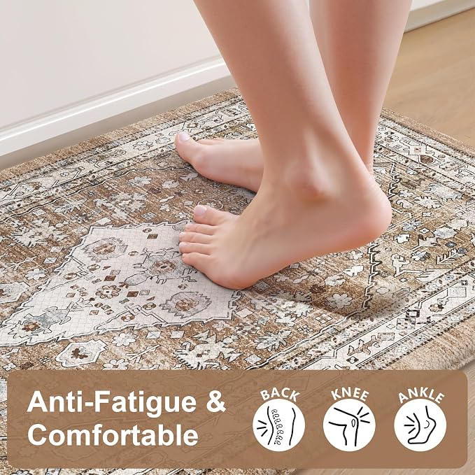Collive Boho Kitchen Mats for Floor 2 Piece, Cushioned Anti Fatigue Mat Comfort - Image 3