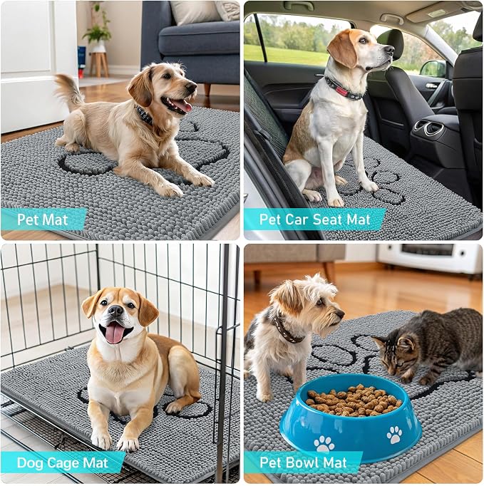 OLANLY Dog Door Mat for Muddy Paws 70x35, Paw Print Design, Absorbs Moisture - Image 7