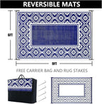 HUGEAR Plastic Outdoor Rug 6'x9' Waterproof Camping Carpet Outside Area Rug - Image 2