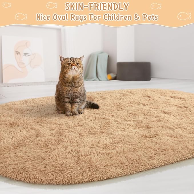 LOCHAS Bedroom Rug 3.3' x 6.2', Soft Oval Throw Rugs Carpet - Image 4