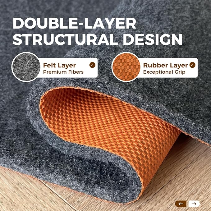 Rug Pad 3 x 5 Ft Non-Slip, Felt and Natural Rubber Backing, 1/4" Thick - Image 6