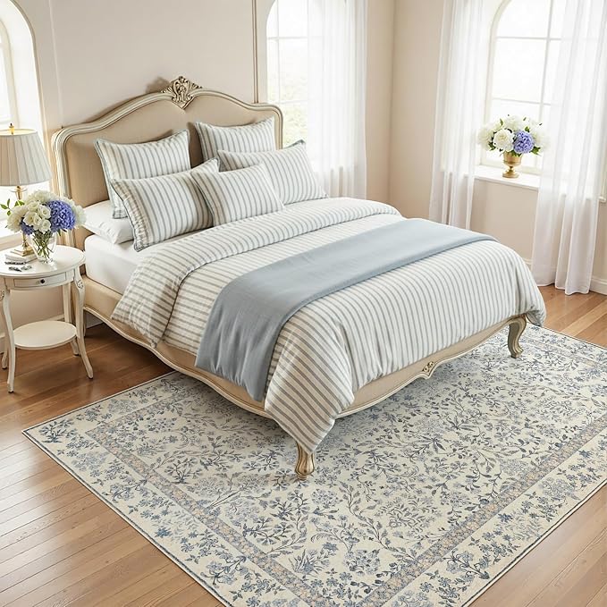 jinchan Zenith Floral 6x9 Area Rug Soft Low-Pile Living Room Rug Machine - Image 2