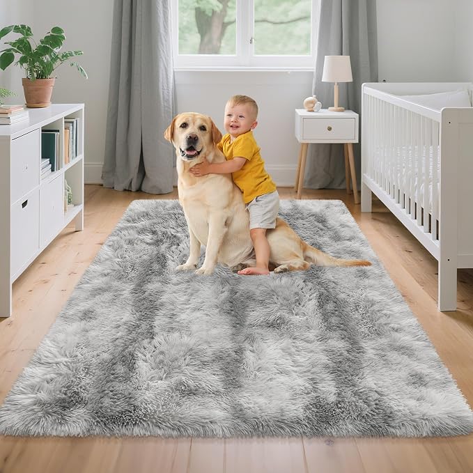 4x6 Ft Light Grey Large Area Rugs - Image 2