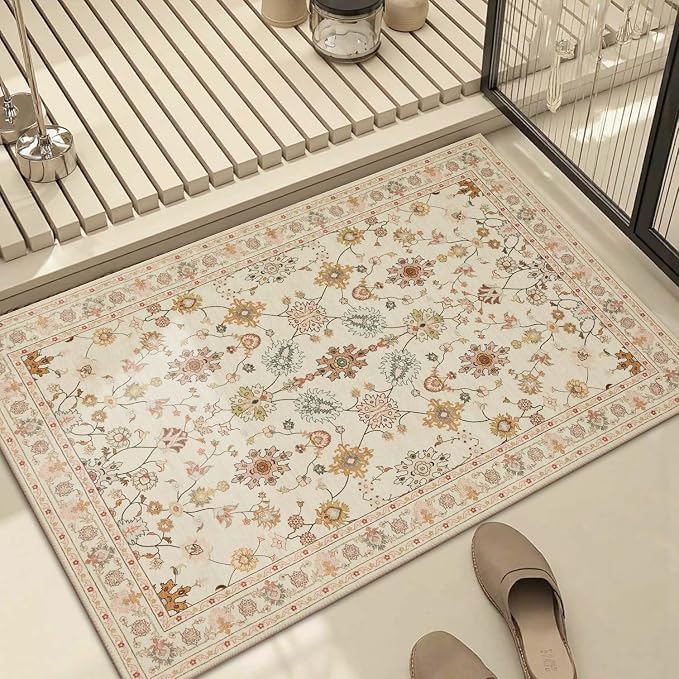 Rugxara Door Mat Floral Entryway Rug, Washable Samll 2x3 Rug, Boho Front Door - Image 3