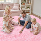 Fluffy Pink Area Rug for Bedroom Living Room Soft 8x10 Fuzzy Washable Rugs - Image 8