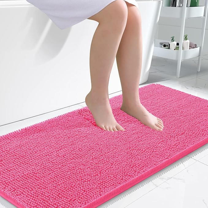 OLANLY Bathroom Runner Rugs 47x24, Soft Absorbent Chenille Bath Rugs, Rubber by OLANLY
