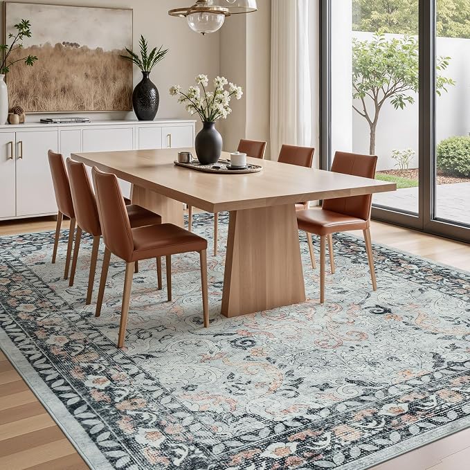 Lofus 9x12 Area Rug for Living Room, Distressed Grey Washable Area Rugs - Image 3