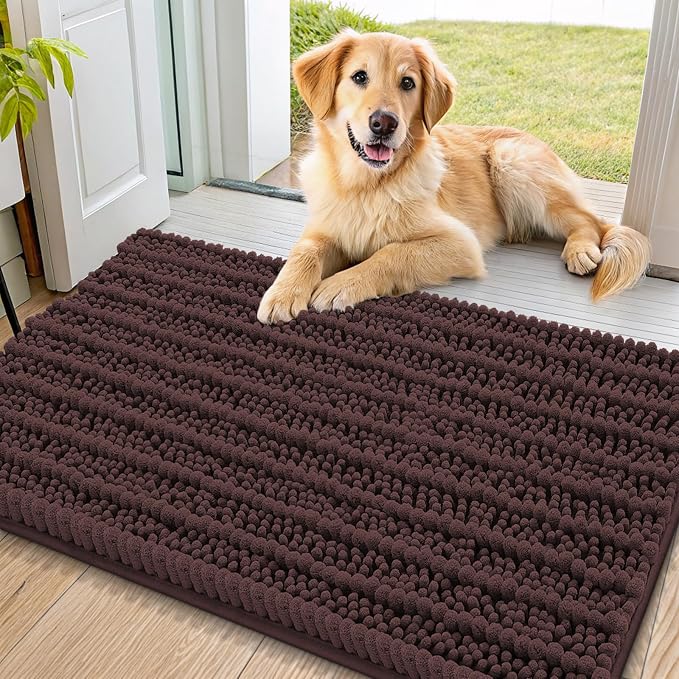 Smiry Dog Door Mat for Muddy Paws 32x21, Absorbent Dirt Trapper, Non-Slip by Smiry