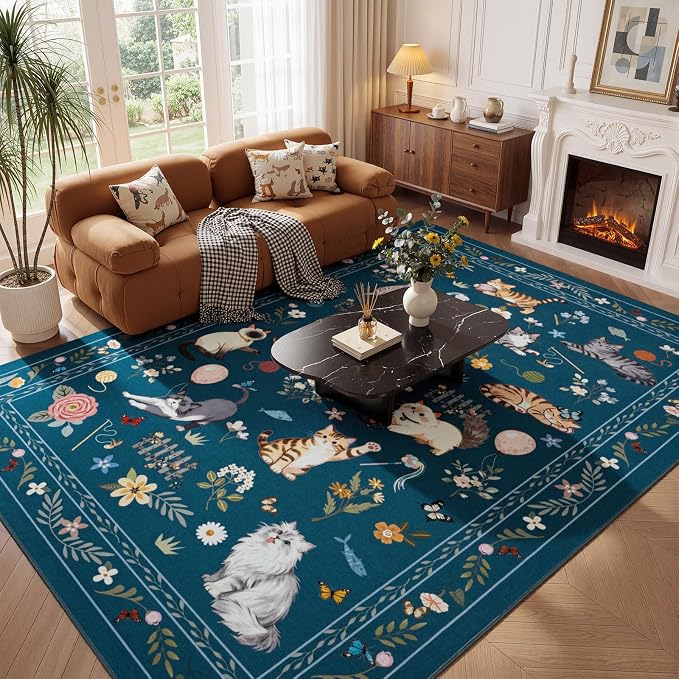 Unirea 8x10 Dark Blue Cat Area Rugs - Image 8