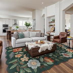 Lahome Floral Washable Living Room Rugs, 5x7 Green Area Rugs - Image 2