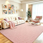 5x7 Pink Washable Area Rug for Bedroom Living Room, Leaf Geometric Patter Shag by VisittheFlagover