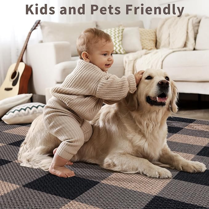 Tangsoo Checkered 4x6 Washable Easy Jute Area Rug - Image 8