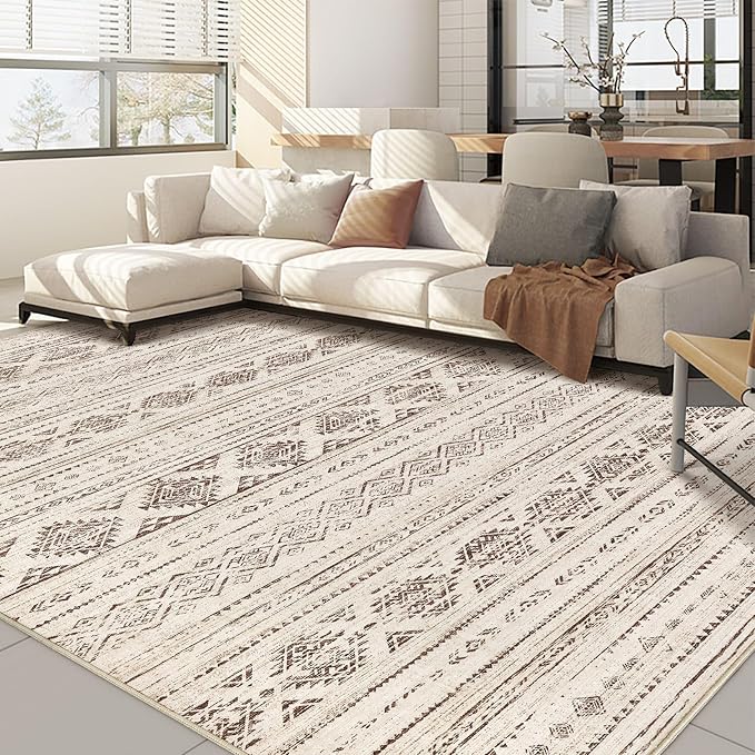 Nakagishi 8x10 Area Rugs Living Room: Washable Boho Large Neutral Soft by NakagishiAreaRug