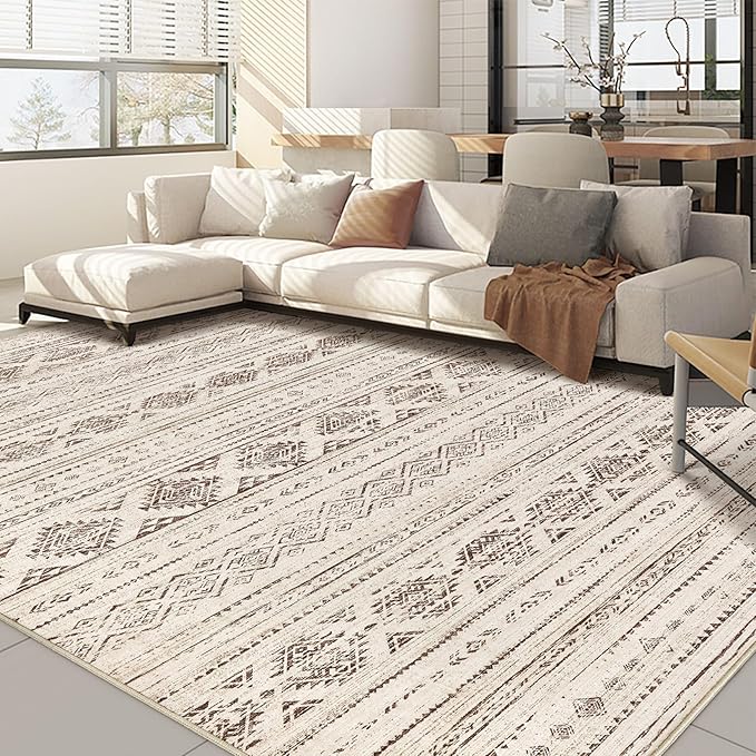 Nakagishi 6x9 Area Rugs Living Room: Washable Boho Large Neutral Soft Farmhouse by NakagishiAreaRug