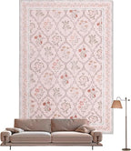 YIHOUSE 5x7 Pink Floral Rug for Bedroom Girls, Washable Area Rugs for Living by YIHOUSE