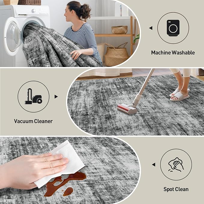 5x7 Area Rugs Washable Rug: Modern Abstract Living Room Rug Soft Anti-Skid Thin - Image 4