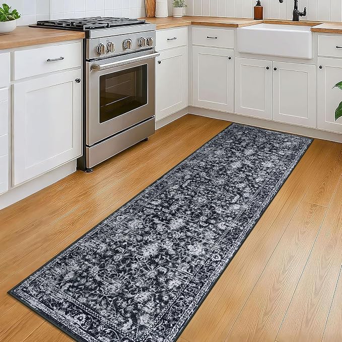 KILOCOCO Washable Runner 2x6 Rug Runner Printed Vintage Floral Kitchen Runners - Image 2