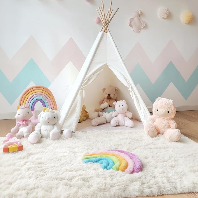 OLANLY 3x5 Machine Washable Small Bedside Rug, Soft Fluffy Shaggy Rugs - Image 3