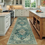 RELEANY Area Rugs Runner 2'x7' Washable Non-Slip, Floral Vintage Distress by RELEANY